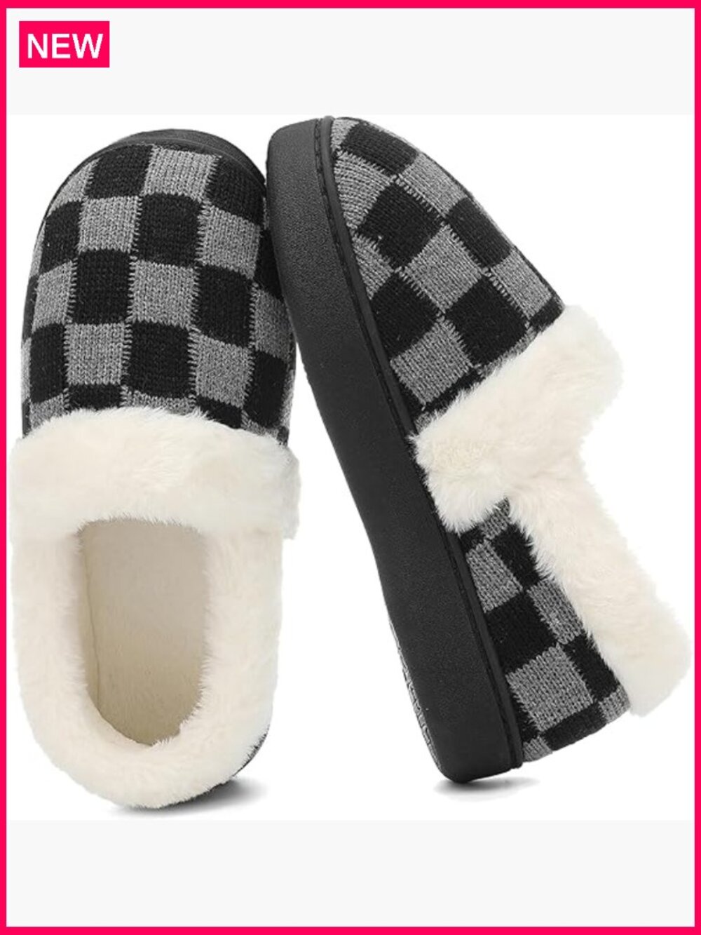 Fuzzy House Slippers with Faux Fur Lining Non Slip Memory Foam